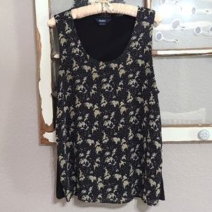 🦋 Sabie Black and Tan Scoop Neck Tank Top Blouse